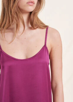 Robe Longue Fluide En Satin Violette à Bretelles -Vêtements Soldes Magasin FH RO VIROMA R 1488 6