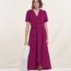 Robe Longue Faux Portefeuille Violette Manches Courtes 2 Robe Longue Faux Portefeuille Violette Manches Courtes -Vêtements Soldes Magasin FH RO VORDULA G 1488 1