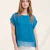 Top Bleu Canard En Voile Ample Manches Courtes