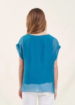 Top Bleu Canard En Voile Ample Manches Courtes 10 Top Bleu Canard En Voile Ample Manches Courtes -Vêtements Soldes Magasin FH TO PENEDIT 713 b