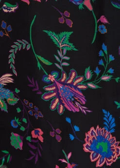 Top Noir Fluide Manches Longues En Voile Fleuri -Vêtements Soldes Magasin FH TO TULE J 700 d