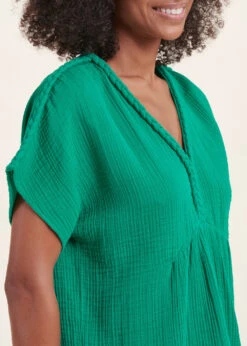 Top Manches Courtes Vert Chlorophylle En Gaze De Coton Biologique 12 Top Manches Courtes Vert Chlorophylle En Gaze De Coton Biologique -Vêtements Soldes Magasin FH TO VAEA D 1549 6