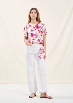 Top Ample Manches Courtes Fleuri Encolure Ronde -Vêtements Soldes Magasin FH TO VALPHA C 510 c