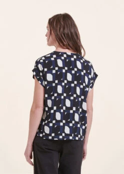 Top Manches Courtes Encolure V à Imprimé -Vêtements Soldes Magasin FH TO VESTILI P 496 b