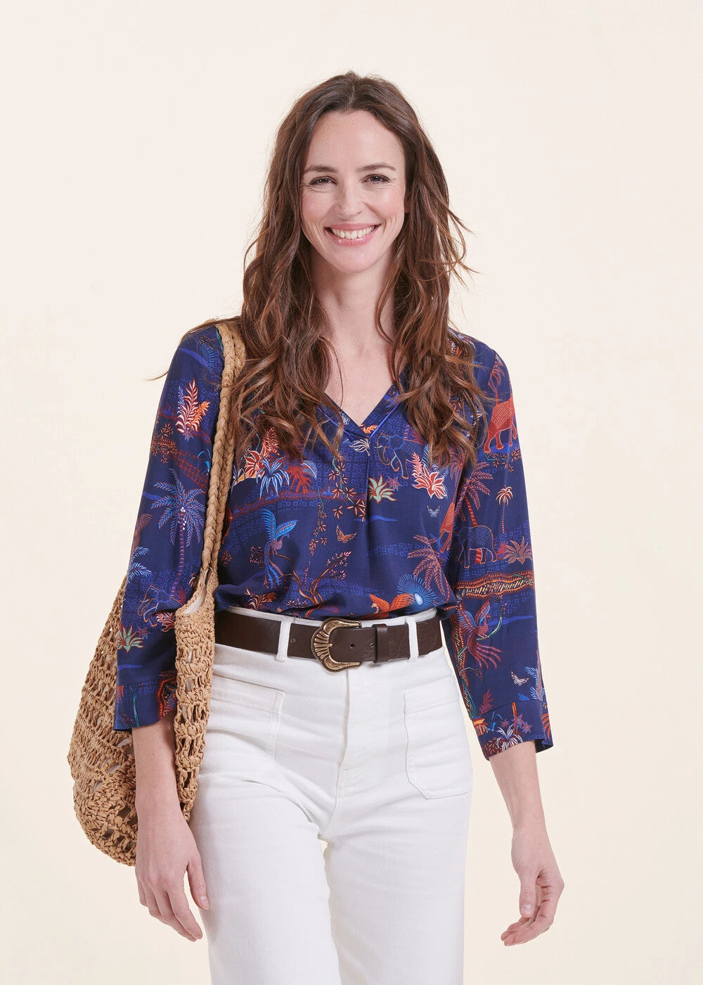 Top Bleu Manches 3/4 à Imprimé 3 Top Bleu Manches 3/4 à Imprimé