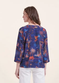 Top Bleu Manches 3/4 à Imprimé 10 Top Bleu Manches 3/4 à Imprimé -Vêtements Soldes Magasin FH TO VUCINDA U 722 b