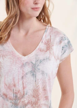 T-shirt En Lin Manches Courtes Imprimé Palmiers 12 T-shirt En Lin Manches Courtes Imprimé Palmiers -Vêtements Soldes Magasin FH TS MIRANO P 703 6