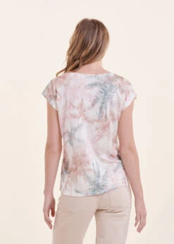 T-shirt En Lin Manches Courtes Imprimé Palmiers 10 T-shirt En Lin Manches Courtes Imprimé Palmiers -Vêtements Soldes Magasin FH TS MIRANO P 703 b