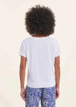 T-shirt Blanc En Lyocell Manches Courtes -Vêtements Soldes Magasin FH TS VELSI 701 b