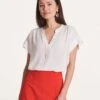 Top Bi-matière écru Manches Courtes -Vêtements Soldes Magasin FH TS VRIANI 703 1