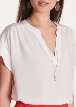 Top Bi-matière écru Manches Courtes -Vêtements Soldes Magasin FH TS VRIANI 703 6