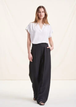 Top Bi-matière écru Manches Courtes -Vêtements Soldes Magasin FH TS VRIANI 703 c